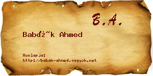 Babák Ahmed névjegykártya